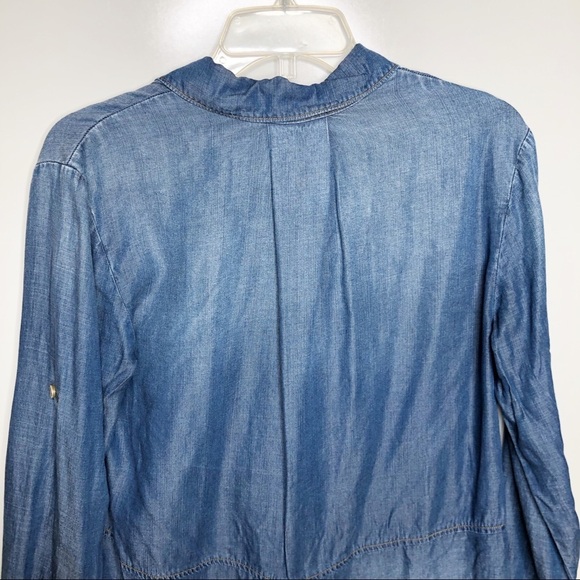 cloth & stone Chambray Raw Hem Button Shirt Blue S - Picture 7 of 11